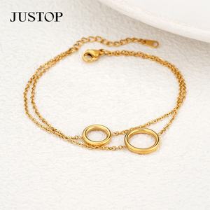Pulsera de Acero Inoxidable con Cuentas de Oro de 18K y 24K de Moda, Productos en Existencia - Product Image 3