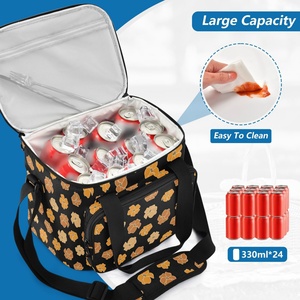 Sac isotherme de pique-nique portable personnalisé avec bretelles, motif fleur de Puakenikeni jaune Hawaïenne, idéal pour la plage et le camping - Product Image 5