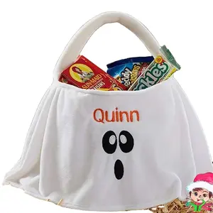 Kişiselleştirilmiş süslemeleri hile veya tedavi Tote baskılı çocuklar için şeker çanta sepeti hayalet cadılar bayramı kova