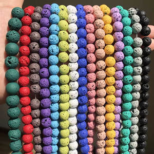 Vente en gros de perles de pierre de lave volcanique naturelle ronde perle d'espacement en vrac pour la fabrication de bijoux accessoires de collier à faire soi-même 4 6 8 10mm 15'' - Product Image 4