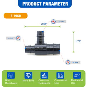King F1960อัจฉริยะ/อุปกรณ์ขยาย PEX-A PPSU 3/4 "* 1/2" * 1/2 "ทีออฟนำฟรี <span class=keywords><strong>NFS</strong></span> UPC สำหรับน้ำร้อนเย็น (สหรัฐอเมริกาแคนาดาจัดส่งฟรี) - Product Image 2