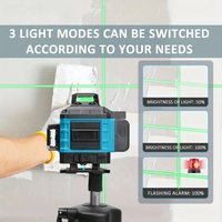 Niveau laser vert 4D industriel 16 lignes auto-nivelant, laser croisé vertical et horizontal haute précision avec trépied et boîte