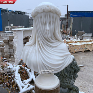<span class=keywords><strong>Marbre</strong></span> naturel Décoratif D'intérieur Dame Voilée Statues de Buste - Product Image 3