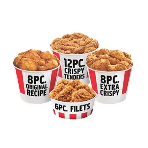 Customized disposable paper fried chicken 3 ltr 130 oz buckets with lid