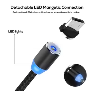 LED nero magnetico 8pin Micro connettore USB magnetico cavo USB 3 in <span class=keywords><strong>1</strong></span> per i telefoni cellulari - Product Image 4