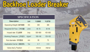YLB 750 SB43 Brise-roche hydraulique latéral pour chargeuse-pelleteuse, <span class=keywords><strong>marteau</strong></span>-<span class=keywords><strong>piqueur</strong></span>, diamètre du burin 75 mm pour excavatrices de 6 à 9 tonnes, 20CrMo C - Product Image 2
