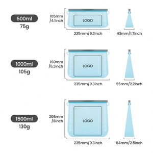 Custom BPA Free Reusable Food Grade Ziplock Silicone Freezer Food Storage <b>Bag</b> <b>Zip</b> <b>Lock</b> Stand up Leakproof Seal Silicon Food <b>Bags</b> - Product Image 5