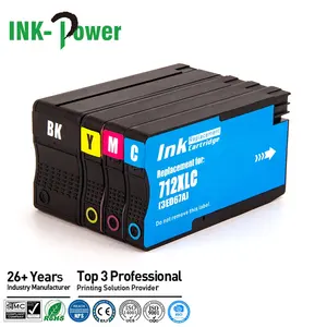 INK-POWER 712XL 3ED71A XL 712 Premium Color Cartucho Inkjet Ink Cartridge For HP712 HP712XL HP Designjet T650 T210 Printer