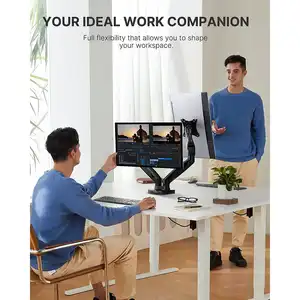 HUANUO Flexible Dual Monitor Vesa Adapter Arm 17 To 27 Inch Screen Adjustable Double Dual Monitor Arm Stand