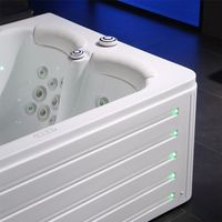 Bañera de Hidromasaje Rectangular Pulida para Interiores, con 36 Chorros de Hidroterapia Rejuvenecedores, Cortina de Agua Ajustable para Uso en Villas y Apartamentos
