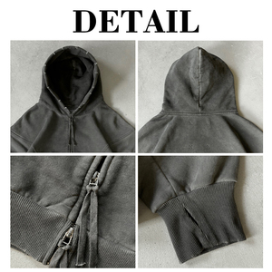 OEM Manufacturer Summer Oversized Zip Hoodies <b>Men</b> Streetwear Custom Fleece Baggy Regular Sleeve <b>Pullover</b> Hoodie Embroidered 100% - Product Image 6