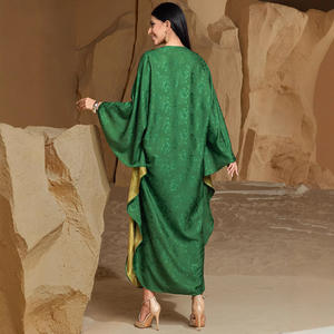 BA5245 High-End ABAYA Robe Hand genähtes farb blockierendes geprägtes Satin-Design Cross-Border Plus Size-Kleid für Spring Eid Polyester - Product Image 4