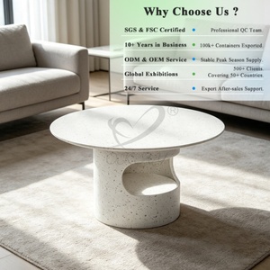 Table basse de designer artistique de forme irrégulière unique, pièce maîtresse de luxe, plateau rond en céramique, table basse abstraite - Product Image 1