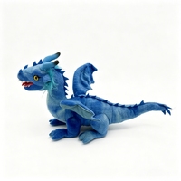 Peluche Dragon Bleu Réaliste en Gros, Jouet en Peluche Personnalisable avec Logo, Poupée Dragon Fantastique pour Souvenir de Parc d'Attractions, Fourniture en Vrac