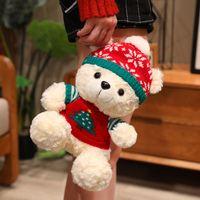 Ours en peluche de Noël avec pull tricoté et bonnet flocon de neige, décoration de maison pour les fêtes, cadeau de Noël pour enfants