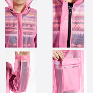 Veste de pluie semi-transparente pour adulte en TPU dégradable, imperméable, à capuche, style <span class=keywords><strong>court</strong></span>, avec fermeture éclair étanche - Product Image 6
