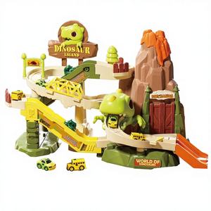 Set de Aventuras de Coches para Niños, Juguete Educativo de Ensamblaje DIY, Pista Giratoria de Dinosaurios, Juguete de Coche Eléctrico con Rieles de Dinosaurios - Product Image 1