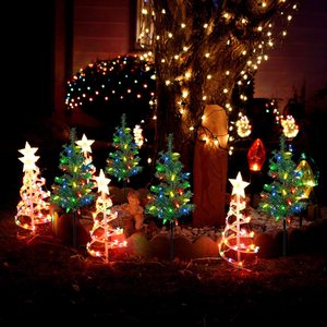 Solar Christmas <b>Tree</b> <b>Lights</b> 4-Piece Set LED Outdoor Garden Decor Water Resistant Solar Powered Free-Standing - Product Image 1