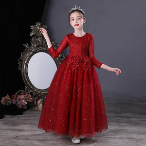 Robe de princesse personnalisée en gros à manches longues en gaze moelleuse pour filles, idéale pour les spectacles et les fêtes - Product Image 3