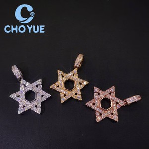 Colgante de Plata de Ley 925 Personalizado de Fábrica con Estrella de la Suerte y Moissanita para Hombre, Corte Redondo, Estilo Hip Hop, Pasa el Test de Diamantes GRA - Product Image 3