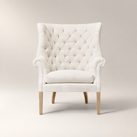 Fauteuil d'appoint moderne de luxe capitonné à dossier haut avec pieds en bois massif, chaise de salle à manger individuelle pour la maison et l'hôtellerie