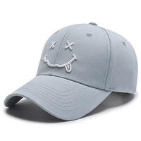 Gorra de Béisbol con Diseño de Cara Sonriente, Estilo Coreano, Deportiva, Moderna, Unisex, Casual, Versátil, 100% Algodón