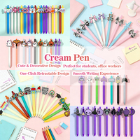 Stylos gel décoratifs en PVC à thème floral mignon, fabrication d'usine, motif fleurs tropicales, stylo gel en PVC respectueux de la peau avec breloque