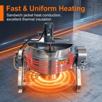 Marmite commerciale à agitation automatique, chauffage au gaz, à double enveloppe, avec système de décharge inclinable, en acier 304, pour la cuisson de confitures et de sauces chili