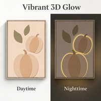 Impression sur toile éclairée par LED, citrouille d'automne, décoration murale, image en relief 3D pour salon, chambre à coucher, décoration saisonnière