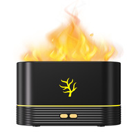 Diffuseur d'huiles essentielles à ultrasons avec effet de flamme réaliste, humidificateur d'arômes, utilisation en voiture via USB, 2 niveaux de brume, ambiance RGB
