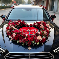 Decoración de Boda, Flores Artificiales, Rosa Roja, Corazón, Decoración para Coche de Boda, Arreglos Florales Chinos para Boda