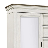 Armoire à portes coulissantes en carvi ivoire vieilli Armoire de rangement à étagère réglable avec 5 tiroirs