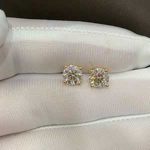 Pendientes de Botón con Certificado IGI, Oro Amarillo Macizo de 18k, Chapado en Rodio, Corte Brillante Redondo, Diamante Cultivado en Laboratorio de Lujo - Product Image 5