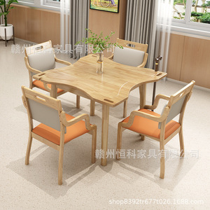 Ensemble table et chaises en bois massif 4 pièces, durable, pour personnes âgées, maisons de retraite, appartements, maisons de vie senior - Product Image 1