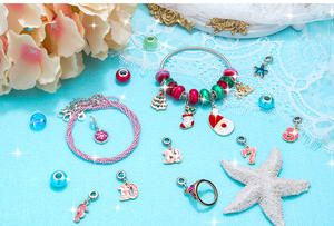 Premium bricolage filles perles colorées breloques chaîne en acier inoxydable ensemble de fabrication de bijoux sac à main Kit d'accessoires perlé Bracelet fabricant - Product Image 3