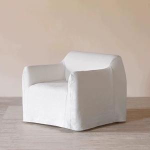 Wabi Sabi Style Japanese Cream Linen Cotton Armchair Removable Washable Fabric Sofa Living Room Guesthouse Furniture - Product Image 3