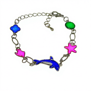 สร้อยข้อมือเด็กปรับได้รูปปลาโลมาสองด้านน่ารัก วัสดุโลหะผสมสังกะสี เปลี่ยนสีได้ ของขวัญจาก Philcha - Product Image 1