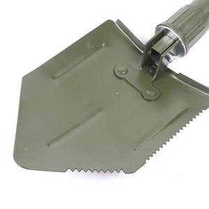 Pelle pliable multifonction 13 1/2 pouces, manche en métal de qualité industrielle, poignée en D, outil de survie en plein air, camping - Product Image 1