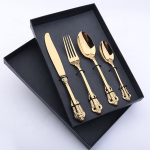 304 Stainless Steel Tableware Spoon Fork and Knife Cutlery Wedding Hotel Dinnerware Dining <b>Table</b> Set Western Flatware Set - Product Image 2