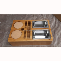 Organisateur de canapé rectangulaire en bois de bambou laqué avec support pour télécommande et téléphone