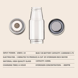 Yenvqee 420ml पानी फिल्टर ग्लास एब्स हाइड्रोजन जनरेटर पानी की बोतल, पोर्टेबल कोरा हाइड्रोजन जल जनरेटर - Product Image 6