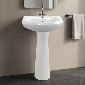 Juego de Lavabo de Cerámica de Lujo Vistaar con Pedestal, Estilo Europeo, Lavabo Suspendido en la Pared - Product Image 6