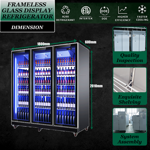 ตู้แช่เครื่องดื่มแบบตั้งตรง 3 ประตู พร้อมระบบทำความเย็นและไฟ LED - Product Image 3