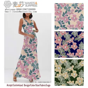 Stock Unique Design Floral Print 60%C 40%R Woven Rayon Cotton Viscose Interleaved Bamboo Jacquard For Dresses