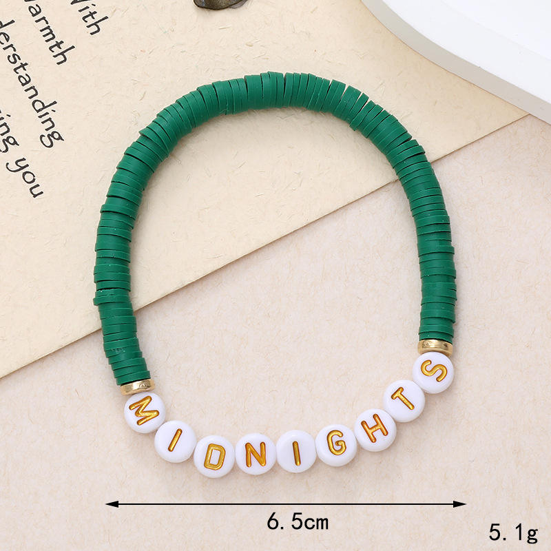 สร้อยข้อมือ4338ดินเผาสีเขียวเข้มตอนเที่ยงคืน