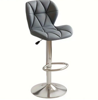 Chaise de bar moderne à dossier réglable, tabouret haut avec base en acier inoxydable pour usage extérieur