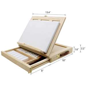 Peinture acrylique 12 couleurs, 2 pinceaux, <span class=keywords><strong>Palette</strong></span> en plastique et <span class=keywords><strong>Palette</strong></span> de couteaux, Kits de <span class=keywords><strong>chevalet</strong></span> de peinture avec support en toile de bois, offre spéciale - Product Image 2