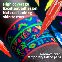 8 Marqueurs de tatouage temporaires phosphorescents UV néon pour le corps et le visage, essentiels pour les festivals et Halloween