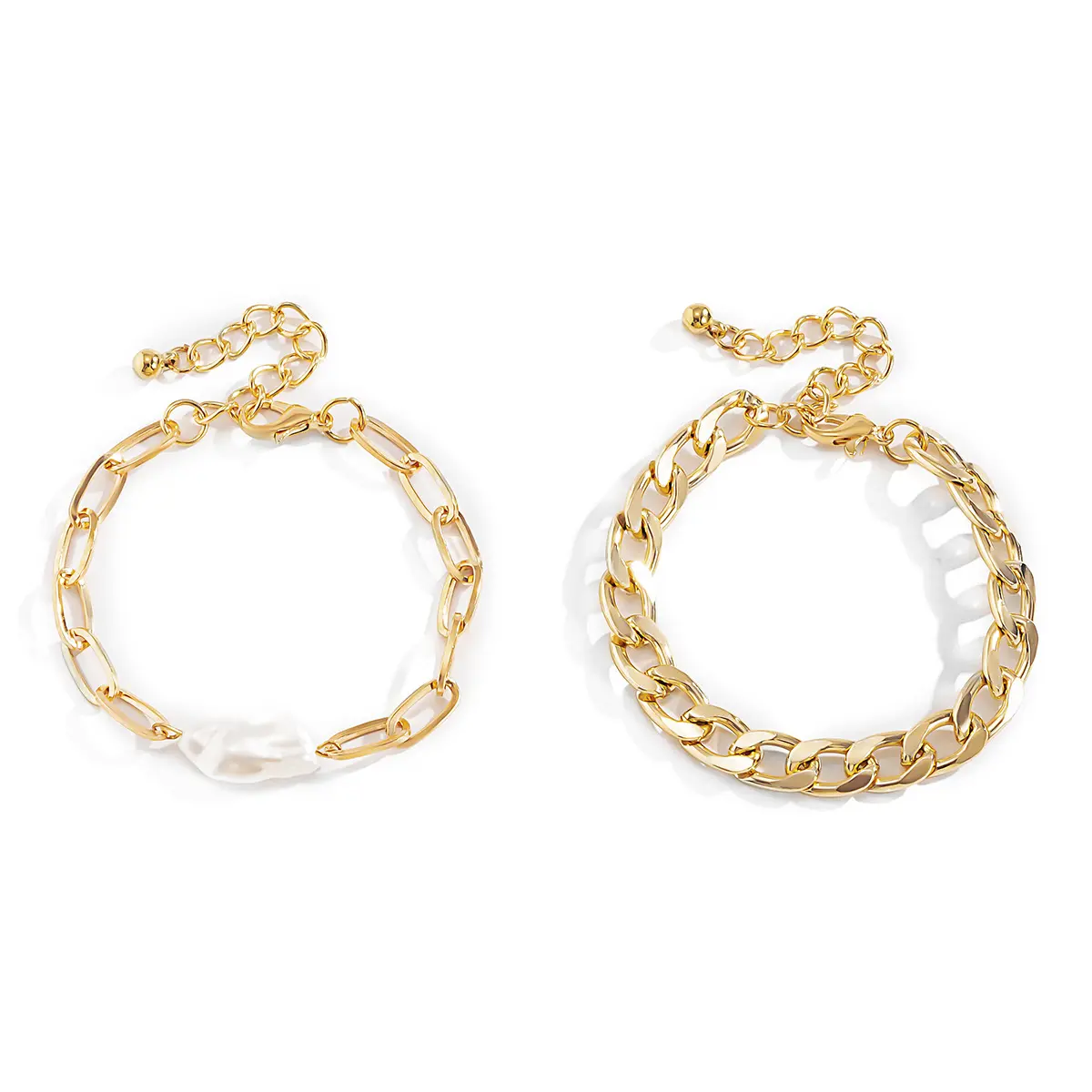 Laodun Trendy Freshwater Pearl Chain Bracelet for Women 18K Gold Vermeil Stainless Steel Jewelry Bracelet Vermeil