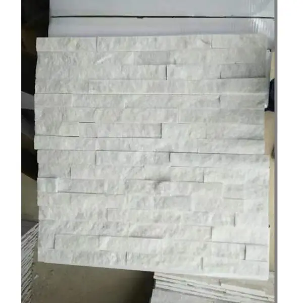 Exterior piedra cultivada revestimiento de pared panel blanco puro de piedra natural de cuarzo cornisa de piedra